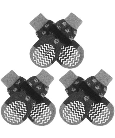 EXPAWLORER 3 Pairs Anti-Slip Dog Socks - Double Side Large Coverage Non-Slip That Works Even When Twisted, Soft Paw Protector, Prevents Licking, Slipping, Better Control for Indoor on Wooden Floor Grey Large