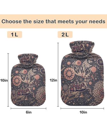 Shop Naanle Vintage Floral Deer Hot Water Bottle - 2L Transparent Heat & Cold Therapy for Pain Relief | Ideal for Bed Hands & Feet - Buy Online on GoSupps.com