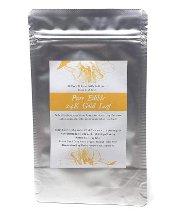 10 Genuine 24K Edible Gold Leaf Sheets from Germany - 1.7x1.7 inch, Food Grade for Cake Decorations and Desserts - Buy Online on GoSupps.com