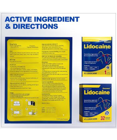 Kocowo 4% Lidocaine Gel Patches for Neck Back Knee Joint Ache Muscle Soreness 3.9 x 5.5 32-Count Box NDC:83559-010-01 - Buy Online on GoSupps.com