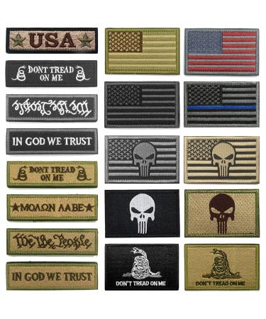 WZT Bundle 18 Pieces American Flag Patch Thin Blue Line USA Flag United States Morale Military Patches Set for Caps Bags Backpacks Tactical Vest Military Uniforms multicolored - Buy Online on GoSupps.com