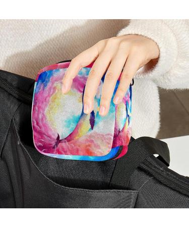 Watercolor Sky Whale Tie Storage Bag - Portable Menstrual Cup Pocket with Zipper for Teens & Women - Buy Online on GoSupps.com