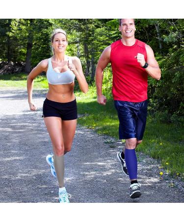 SATINIOR 4 Pairs Calf Compression Sleeve for Men Women Youth - Leg Support for Running, Cycling, Walking - Relieve Calf Pain - Medium Size (Black, White, Gray, Blue) - Buy Online on GoSupps.com