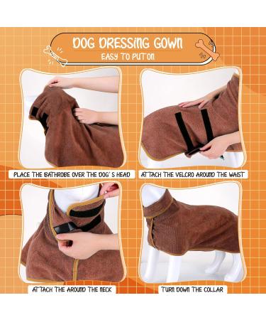 Extra Absorbent Microfiber Dog Bathrobe Towel - Fast Drying Hooded Coat for Large & Small Dogs - Adjustable Straps (Brown-L) - Buy Online on GoSupps.com