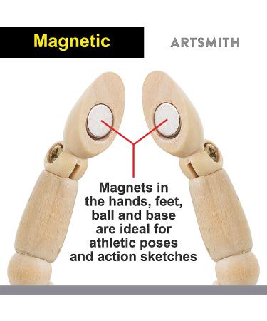 Artist Manikin Posable Figure - 4.5 Magnetic Wood Mannequin Form for Human Figure Drawing - Full Body Mini Wooden Art Model on Stand - Life Drawing Supplies 4.5" Magnetic - Buy Online on GoSupps.com