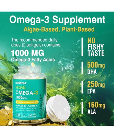 2 Pack Vegan Omega 3 D3 K2 CoQ10 Supplement Plant Based DHA EPA ALA for Women Men Omega 3 Organic Algae Flaxseed Oil Supplement for Bone Brain Eye & Immune Support No Carrageenan 240 Softgels 120 Count (Pack of 2) - Buy Online on GoSupps.com