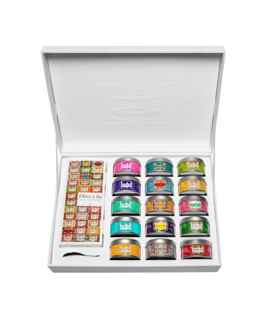 Kusmi Tea - La Collection - Coffret de 15 Bo tes M tal de 25g de Th s Aromatis s et Infusions en Vrac - Avec Bo te de 100 Filtre Th et Cuill re Grav e