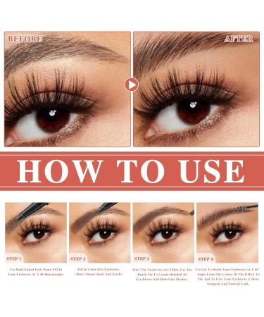  ACAREY Eyebrow Pencil & Eyebrow Gel 2 in 1 with 4 Teeth Micro Fork Tip Applicator Clear Gel for Strong Eyebrows Produces Natural 3D Eyebrows (02# Dark Brown) - Buy Online on GoSupps.com