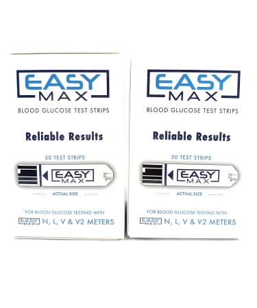 100 EASYMax Blood Glucose Test Strips(2 Boxes of 50)