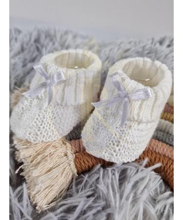 Royal Icon Newborn Baby Booties with Bow | Soft Knitted Bootees for 0-3 Months | White RI354 - Buy Online on GoSupps.com