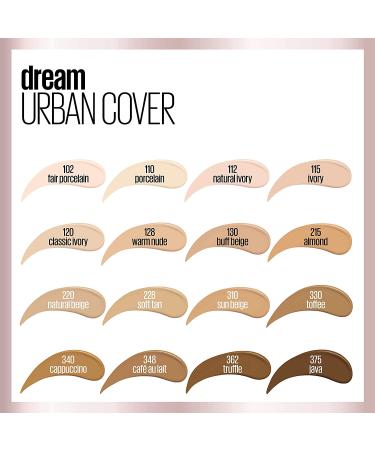 Maybelline Dream Urban Cover Foundation SPF 50 - Flawless Coverage in Cappuccino - Buy Online on GoSupps.com