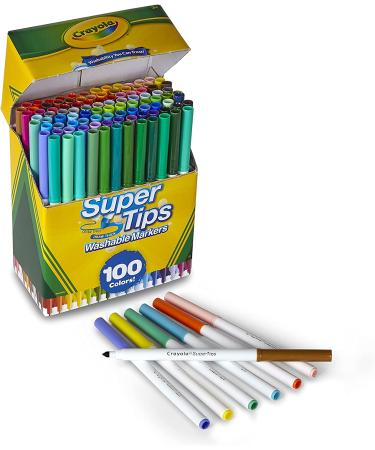 Crayola 100ct Super Tips Marker Set - Fine Point Washable Drawing Markers for Kids & Adults - Buy Online on GoSupps.com