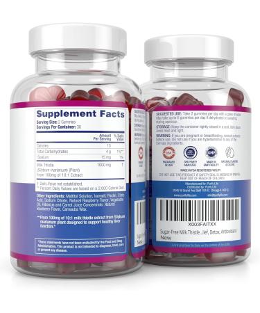 Premium Sugar-Free Milk Thistle Gummies | Liver Cleanse & Detox | 1000mg/serv | 3rd Party Tested USA Extract | Vegan & Antioxidant Support - Buy Online on GoSupps.com
