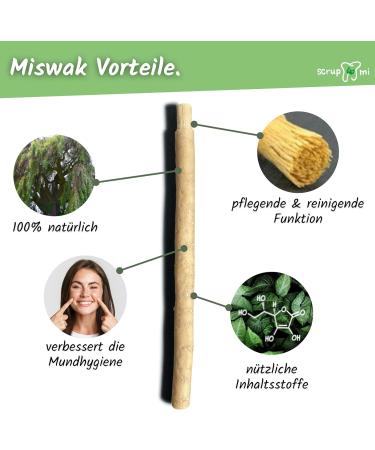 Scrupmi Miswak Toothbrush | 4-Pack | Eco-Friendly Vegan Biodegradable | 100% Natural & Plastic-Free for Travel - Buy Online on GoSupps.com