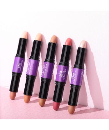 CCbeauty Dual-Ended Cream Blush Stick Blusher - Peach/Mauve Shade | Cheek & Lip Tint 2-in-1 Face Blushing Duo Stick for Smooth Matte & Dewy Finish - Lightweight & Buildable Color | 1 Pack - Buy Online on GoSupps.com