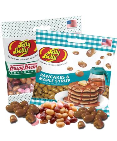 Jelly Bean Ultimate Breakfast Assortment with Individual Packs of Krispy Kreme and Pancake and Maple Syrup Flavored Beans Weird Candies for Gift Giving Pack of 2