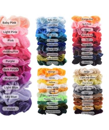 50 Colorful Hair Tie Scrunchies - Elastic Hair Bands + Storage Bag | Best Hair Accessories for Women & Girls - Buy Online on GoSupps.com