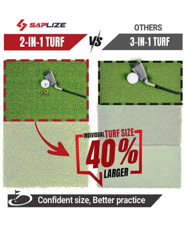 SAPLIZE Foldable Golf Hitting Mat - Portable Indoor/Outdoor Grass Practice Mat | Anti-Deformation Dual-Turf Design - Buy Online on GoSupps.com