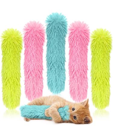6 Pcs Catnip Toys Interactive Cat Kicker Toy Plush Fabric Cat Kick Toy Sticks Chasing Chewing Exercising Catnip Filled Cat Toys Cat Chew Toy for Puppy Kitty Grass Green, Blue, Pink 10.6 Inch
