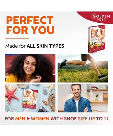 24K Gold Foot Peel Mask with Argan Oil, Aloe Vera, Vitamin A & E - Exfoliating Baby Soft Peeling Socks for Dead Skin, Dry Feet, Cracked Heels & Rough Calluses - Smooth Foot Repair - Buy Online on GoSupps.com