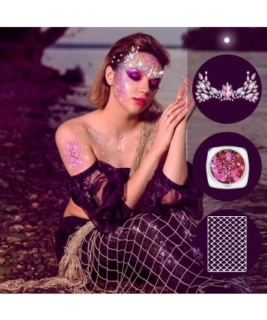 Mermaid Costume for Women: Face Gems, Glitter, Stencils - Festival Party Makeup Kit - Buy Online on GoSupps.com