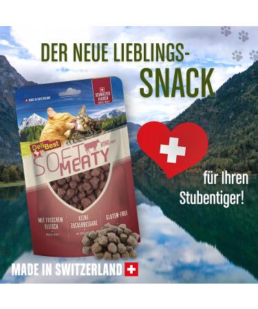 Delibest Soft Meatys Cat Treats - Swiss Beef Cereal-Free Semi-Damp Easy Digestible Allergy-Friendly 100g - Buy Online on GoSupps.com