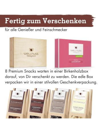 Wellnuss Ladiesnight Gift Set | Premium Nut & Chocolate Snacks for Women | Perfect Gift for Girlfriend Mother Sister - 8 Snacks in Birch Wood Box - Buy Online on GoSupps.com