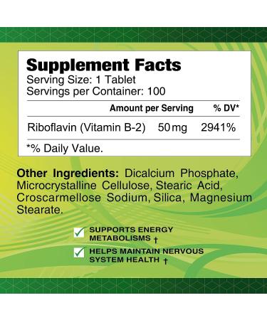 ALFA VITAMINS Vitamin B2 50mg | Gluten Free & Non-GMO | 100 Tablets - Buy Online on GoSupps.com