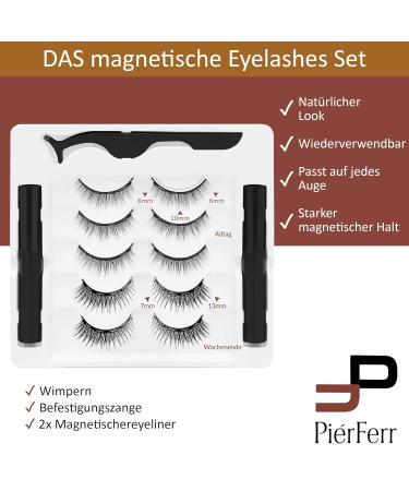 Shop Pierferr Magnetic Eyelashes | 5 Pairs with 2 Eyeliners | Waterproof & Reusable Artificial Lashes for Everyday Use - Buy Online on GoSupps.com