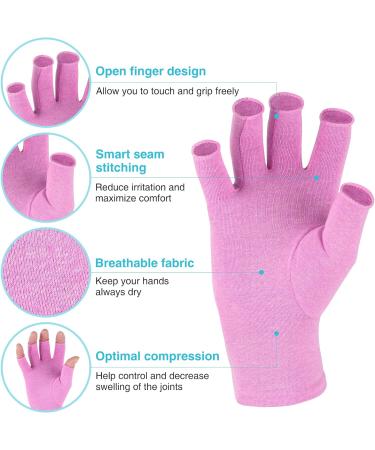 DISUPPO Arthritis Gloves for Women and Men - Relieve Pain from Rheumatoid, RSI, Carpal Tunnel - Compression Fingerless Gloves for Computer Typing and Daily Work - Purple Large - Buy Online on GoSupps.com