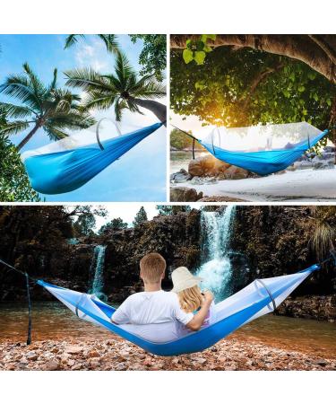 HAHASOLE Camping Hammock with Mosquito Net - Lightweight Ripstop Nylon Bed Set for Hiking & Backpacking - Includes Tree Straps & Carabiners - Portable Outdoor Gear - Buy Online on GoSupps.com