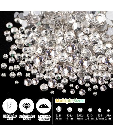 Premium Rhinestones for Nails - AB & Clear Flatback Glass Crystals Colorful Resin Beads | 2-5mm Round Gems for Salon & DIY Nail Art - Pickup & Dotting Tools Included - Buy Online on GoSupps.com
