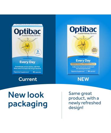 Optibac Probiotics Every Day - Digestive Probiotic Supplement - 30 Capsules, 5 Billion Cultures & FOS Fibres - Buy Online on GoSupps.com