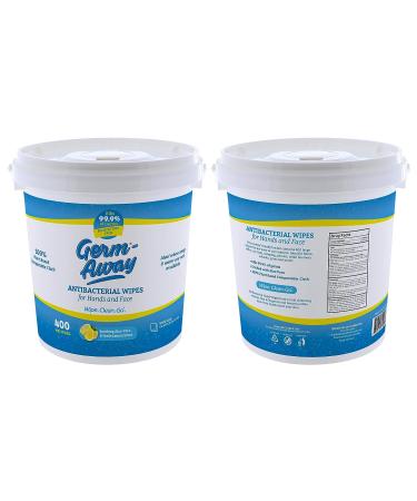 Germ-Away Antibacterial Hand Wipes | Compostable Cloth Bucket | Lemon Scent | 400 Count Pack - 1 Bucket - Buy Online on GoSupps.com