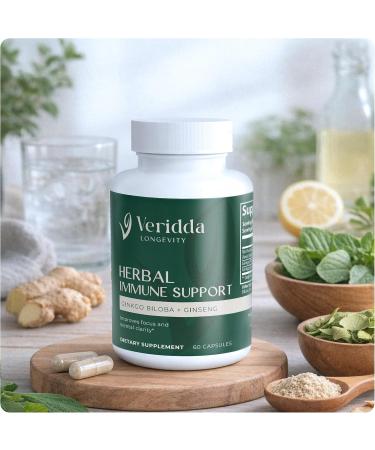Veridda Longevity Ginkgo Biloba and Red Asian Ginseng Extract Capsules Herbal Immune Support Supplement - Buy Online on GoSupps.com