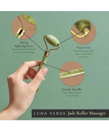 Buy Luna Verde Jade Roller - Natural Facial Massager for Skin Eyes & Neck | Relieve Wrinkles & Relax Muscles - Buy Online on GoSupps.com