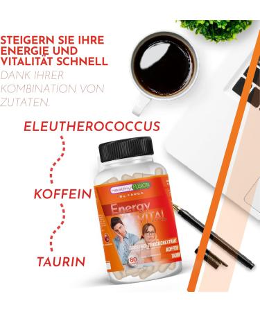 Healthy Fusion Goodbye Fatigue | Natural Energy & Anti-Tired Formula | Eleutherococcus Taurine & Caffeine | Boost Muscle Performance | 60 Capsules - Buy Online on GoSupps.com