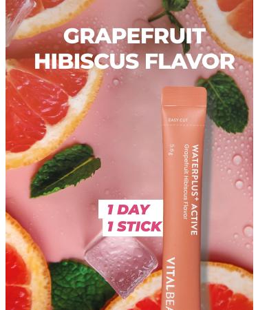 Waterplus Active Vegan Electrolyte Drink Mix - BCAA L-Arginine & L-Carnitine - 10 Sticks (Grapefruit & Hibiscus) by AMOREPACIFIC | International Shipping Available - Buy Online on GoSupps.com