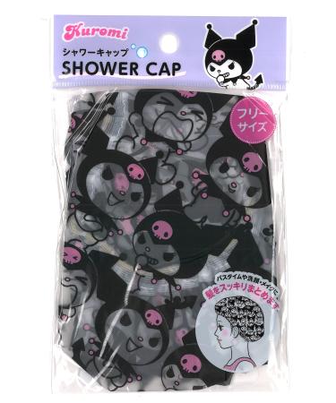 Friend Sanrio Kuromi Shower Cap  Elastic Reusable EVA Plastic Bathing Hair Cap