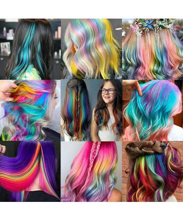 22-Piece Rainbow Hair Extensions | Fashion Synthetic Clip-Ins for Cosplay & Women - Buy Online on GoSupps.com