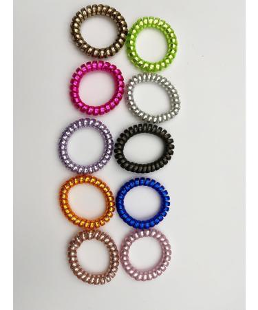 10 Pcs Spiral Hair Bobbles - Elastic Telephone Cable Hair Ties for Women & Girls - Traceless Assorted Colors - Buy Online on GoSupps.com
