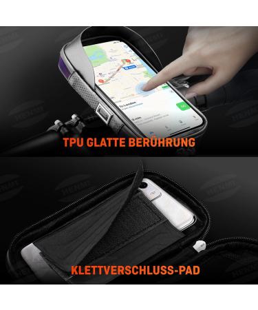 Henmi Waterproof Cell Phone Holder for Bikes - IPX5 Touchscreen Bag for Smartphones Up to 7 Inches - Perfect for MTB Racing & E-Bikes - 19*10*3.5cm - Buy Online on GoSupps.com