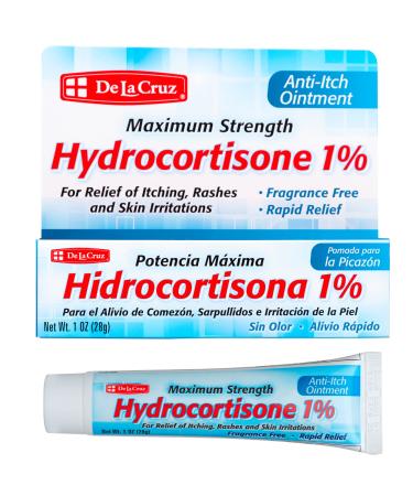 De La Cruz Hydrocortisone Ointment- 1% Hydrocortisone Ointment - Anti Itch Ointment - Maximum Strength - Dry Skin Redness Dermatitis Eczema and Rashes - Topical Ointment - 1 OZ (28g) 2 Pack