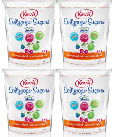 Value Bundle: Kerrs Candy - LOLLIPOPS - No Sugar Added Sweets - Diabetic Snacks - Diabetic Candy - Bonbon Candies - Healthy Snacks for Adults and Kids - Hard Candy - Custom Value Bundle Branded Package of 4 (Lollipops) - Buy Online on GoSupps.com