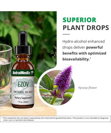 NutraMedix Ezov Hyssop Plant Drops - Liquid Supplement for Stress Management Relaxation Antioxidant Support & Gut Health - Liquid Herb Extract for Mood & Emotional Support (1oz / 30ml) - Buy Online on GoSupps.com