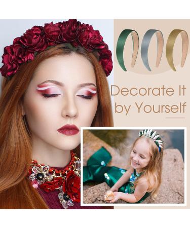 Yunsailing 99-Piece Satin Headbands Bulk - Colorful 1 Inch Wide Non-Slip Headbands for Girls DIY Craft - 33 Colors - Buy Online on GoSupps.com