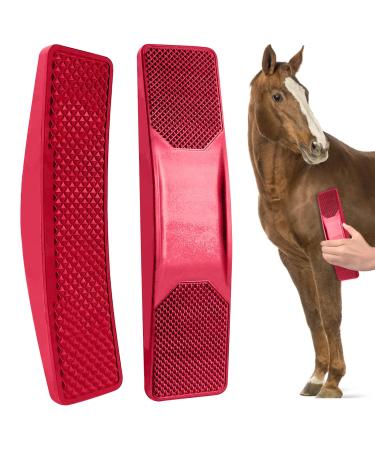 Tuofang 6-in-1 horse brush massage comb for horses horse brushes for cleaning multifunctional horse grooming brush brushes horses root brush (red)
