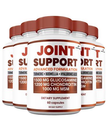 Shark Labs (5 Pack) Joint Support Capsules All Natural Premium Formula Maximum Strength Vitamin Joint Support Supplement Pills