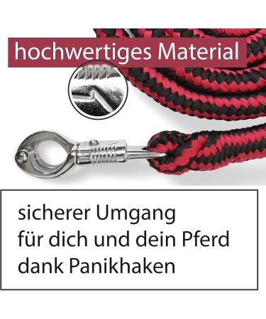 Shop Stylish Leading Knit with Panic Hooks for Horses - Leashes & Tie Ropes for Pony Donkey Goat (Red/Black) - Buy Online on GoSupps.com