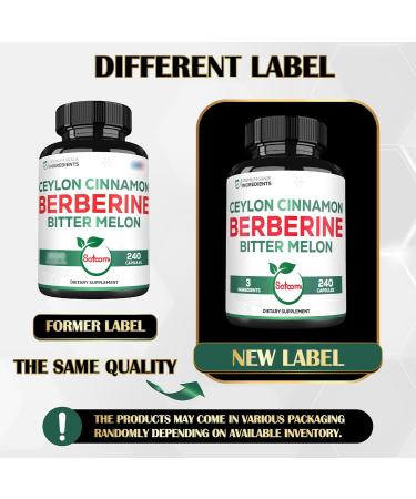 Satoomi Berberine 1500mg Supplement with Organic Ceylon Cinnamon Bark & Bitter Melon - 240 Vegan Capsules for 80 Servings - Immune System, Heart Health, Body Management & Digestion Support 240 Count (Pack of 1) - Buy Online on GoSupps.com